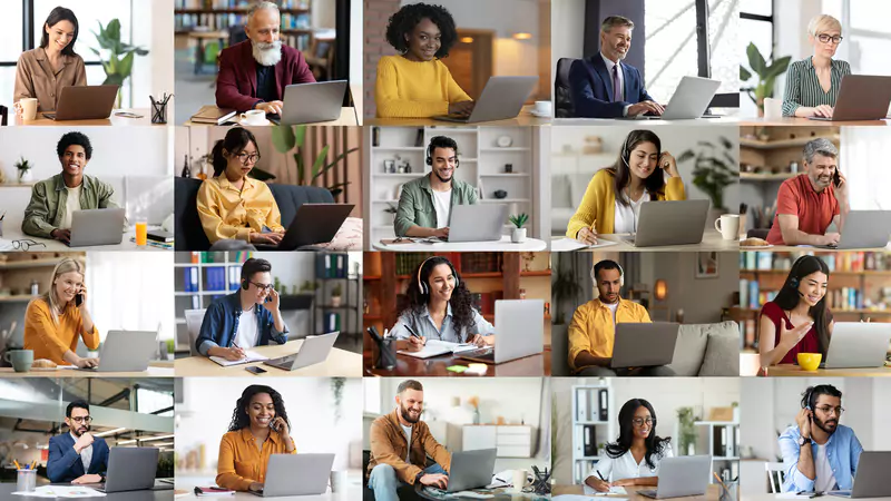 Diverse group of remote nurses and telehealth professionals working online, showcasing telehealth career opportunities